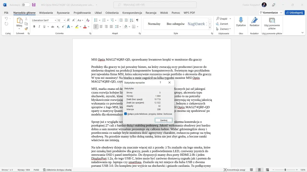 Jak policzyć liczbę znaków w Wordzie - proste sposoby, które zaskoczą